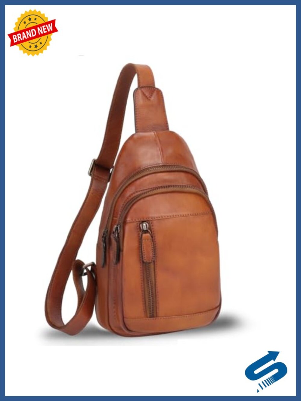 Genuine Cow Leather Sling Bag Crossbody Backpack Vintage Design